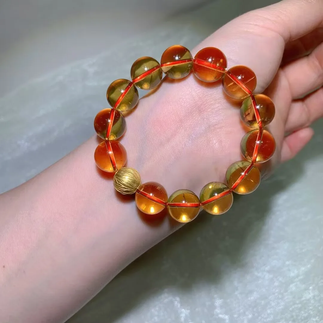 天然巴西黄水晶手链(14.3mm)