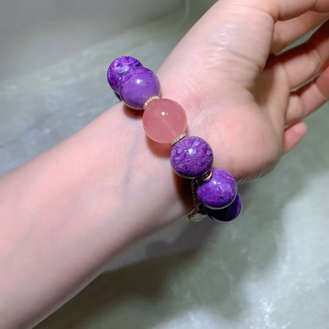 天然紫龙晶圆珠手链(17.2mm) — 细节图