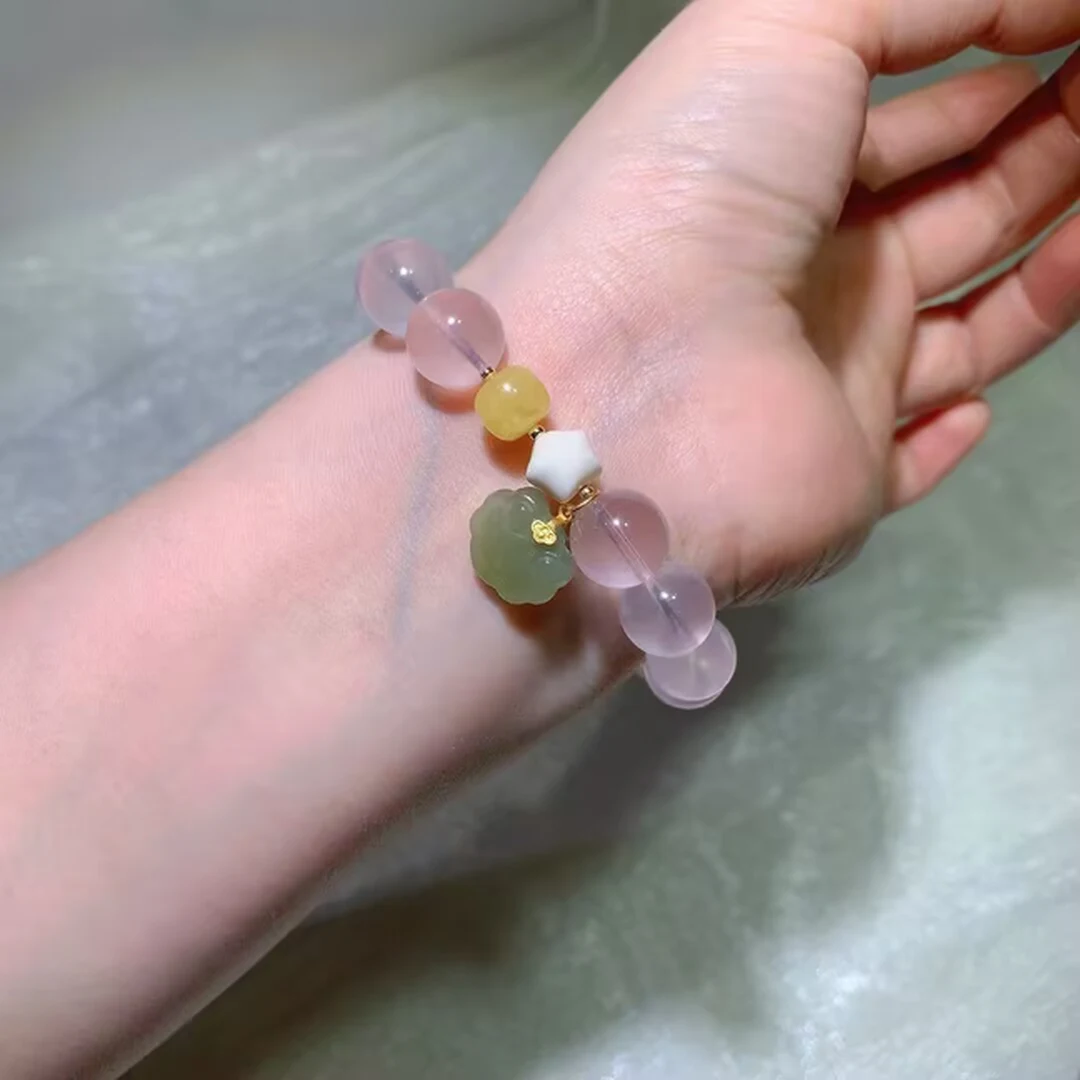 天然星光莫粉手链（12.1mm · 祥云坠） — 细节图